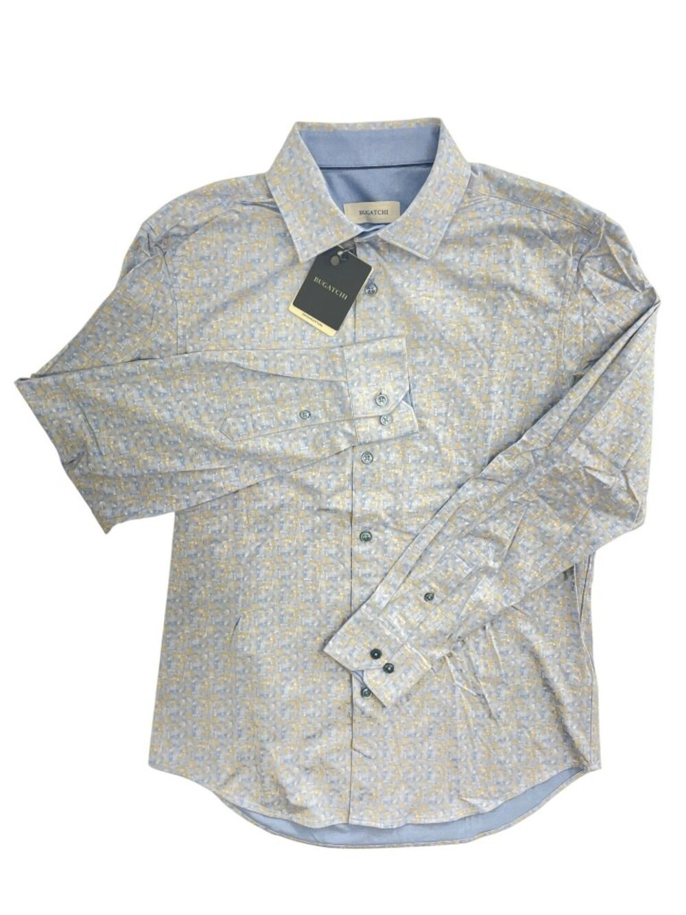 Bugatchi Air Blue Long Sleeve Button-Up Shirt Stretch Men's Size M MSRP$199 NWT